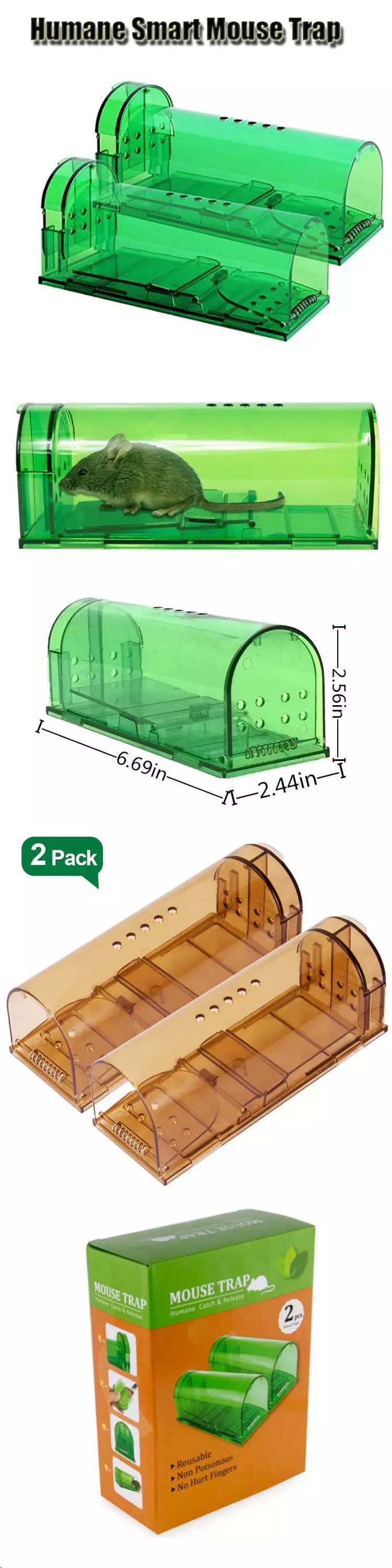 2019 Amazon Hot Sell Household Plastic Humane Live Catch Smart Mouse Rat Trap Mouse Trap Cage