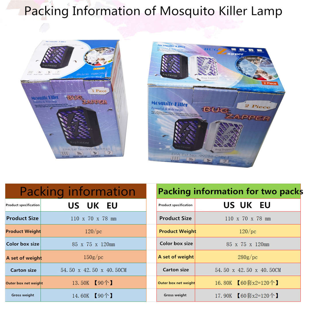 Amazon Hot Sale Electric Mosquito Killer Lamp Unom ka Lamp Beads Dako nga Gidak-on sa Balay nga Plastic nga Dili Masunog nga Materyal (10)