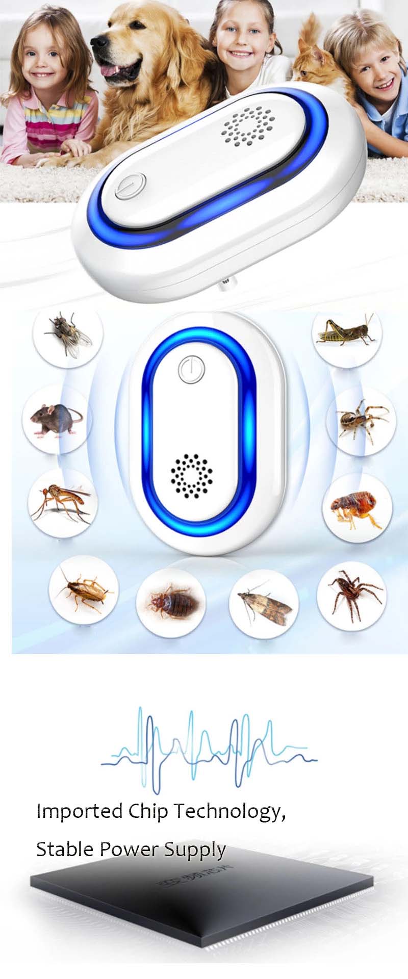 منخفضة الطاقة المغناطيسي مبيد الحشرات الإلكترونية بالموجات فوق الصوتية رفض مبيد الحشرات LED طارد القوارض