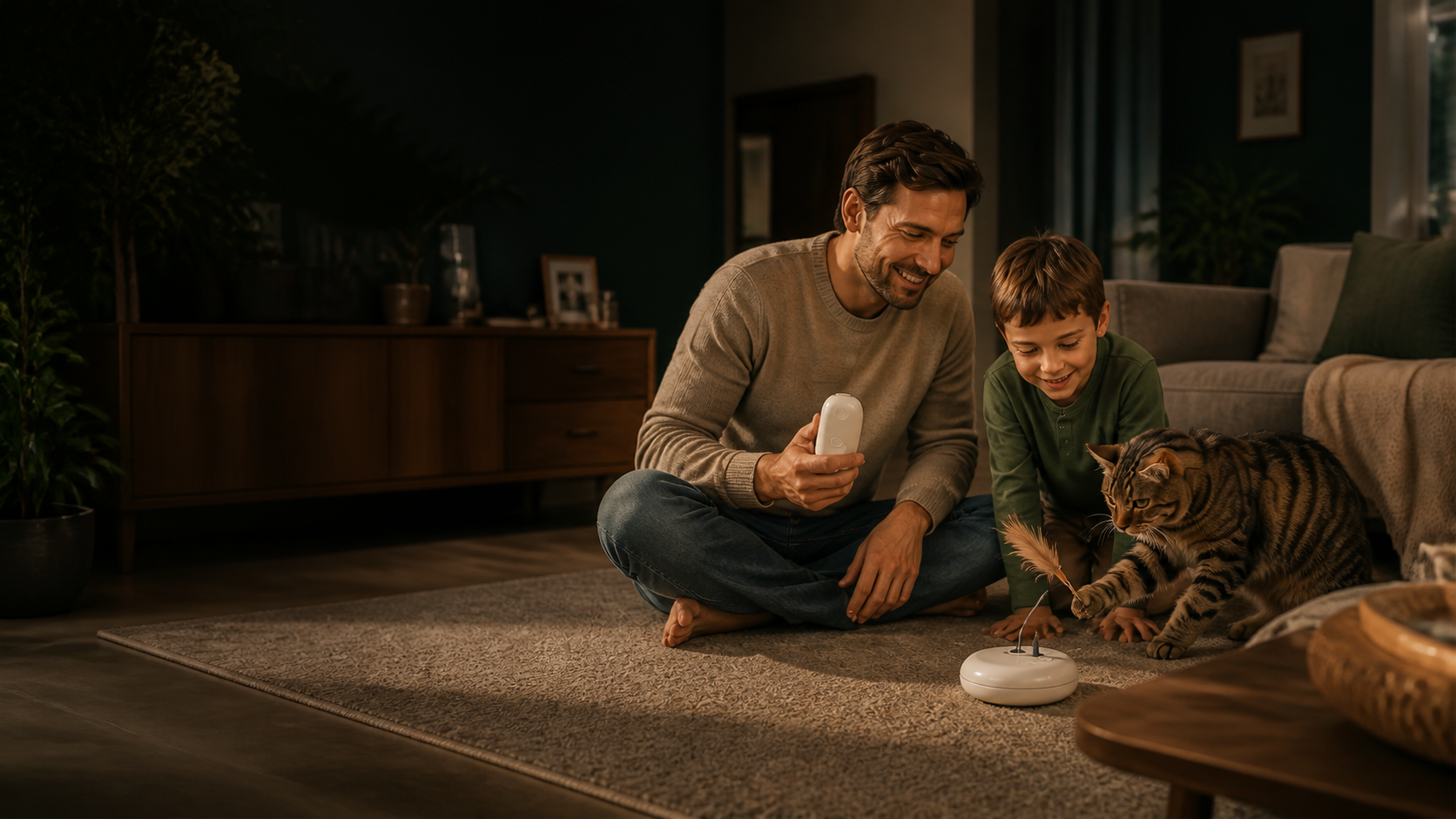 A family sharing a quiet everyday moment at home