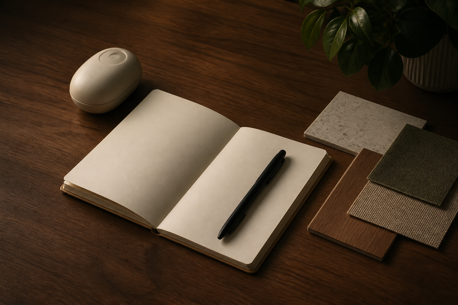 Warm light and material details in a home